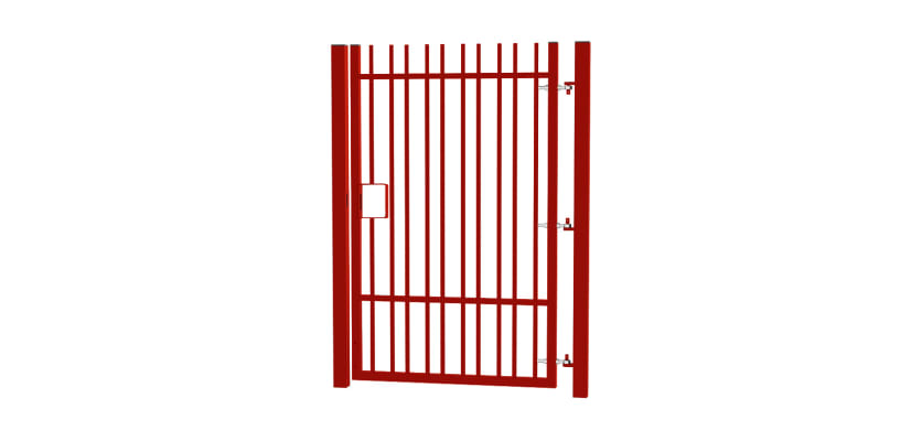 2.4m High x 1.2m Wide EnviroRail® Vertical Bar Single Leaf Gate Kit in Red