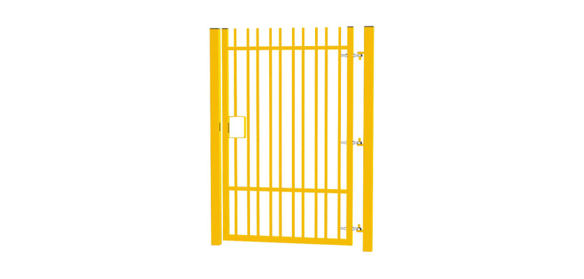 2.4m High x 3.0m Wide EnviroRail® Vertical Bar Single Leaf Gate Kit in Yellow