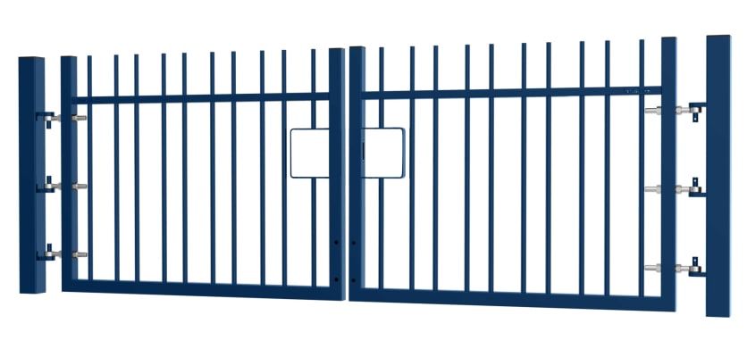 1.2m High x 3.0m Wide EnviroRail® Vertical Bar Double Leaf Gate Kit in Blue