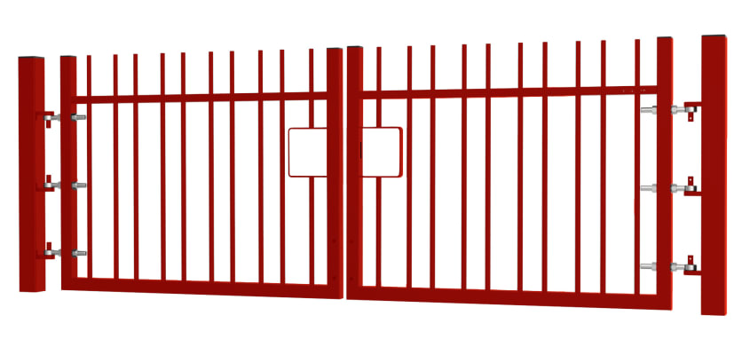 1.2m High x 3.0m Wide EnviroRail® Vertical Bar Double Leaf Gate Kit in Red