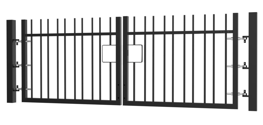 1.2m High x 6.0m Wide EnviroRail® Vertical Bar Double Leaf Gate Kit in black