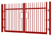 1.5m High x 2.0m Wide EnviroRail® Vertical Bar Double Leaf Gate Kit in Red