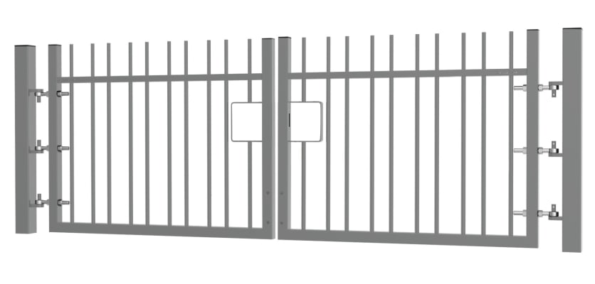 1.5m High x 2.0m Wide EnviroRail® Vertical Bar Double Leaf Gate Kit in Grey