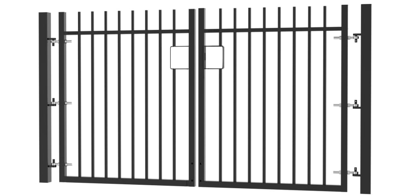 1.5m High x 3.0m Wide EnviroRail® Vertical Bar Double Leaf Gate Kit in black