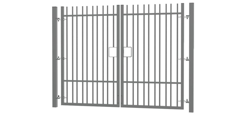 2.0m High x 3.0m Wide EnviroRail® Vertical Bar Double Leaf Gate Kit in Grey