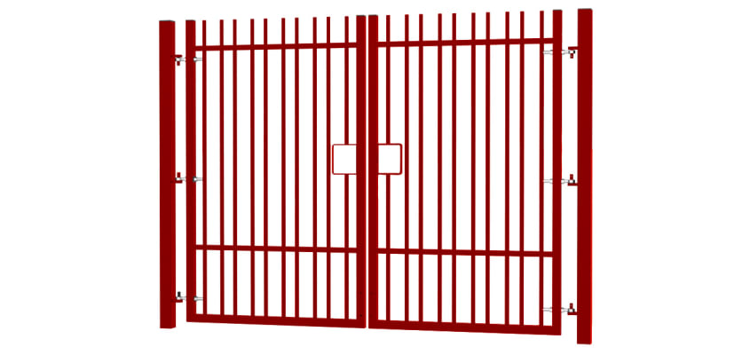 2.0m High x 3.0m Wide EnviroRail® Vertical Bar Double Leaf Gate Kit in Red