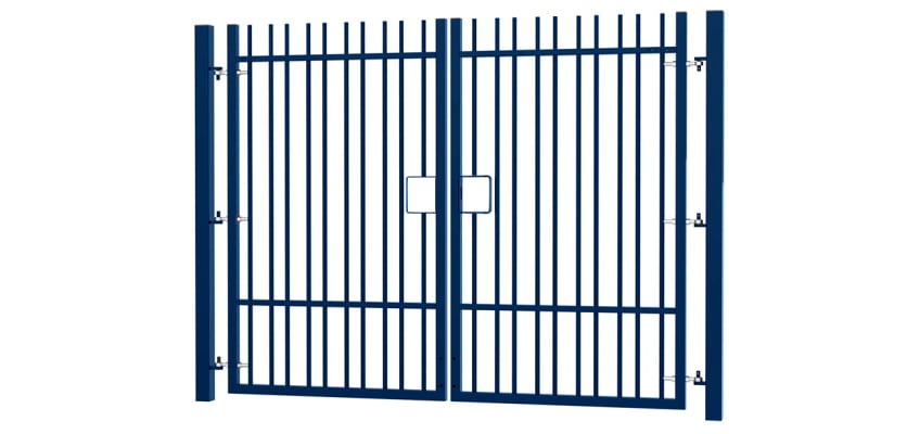 2.4m High x 3.0m Wide EnviroRail® Vertical Bar Double Leaf Gate Kit - Blue