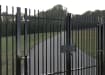 EnviroRail® Black Vertical Bar Double Leaf Gate Kit installed in field