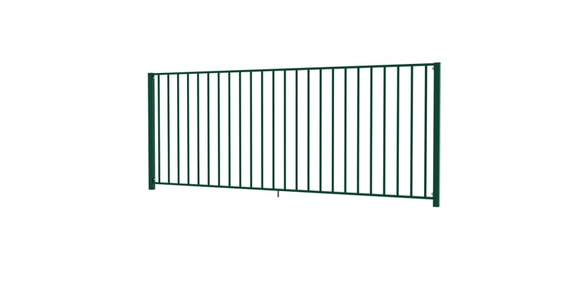 EnviroRail® Flat Top Railing Bay in Green angled slightly 