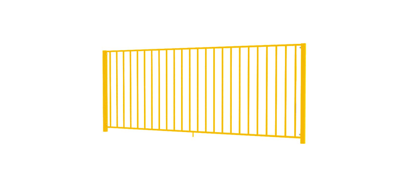 EnviroRail® Flat Top Railing Bay in Yellow angled slightly 