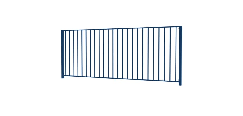 EnviroRail® Flat Top Railing Bay in Blue angled slightly 