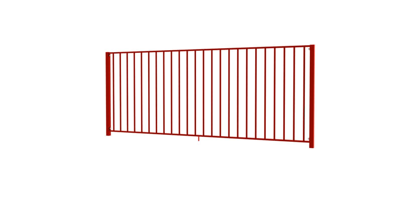 EnviroRail® Flat Top Railing Bay in Red angled slightly 