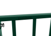 Close up of the EnviroRail® logo on a railing bay - Green Finish