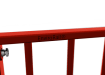 Close up of the EnviroRail® logo on a railing bay - Red Finish