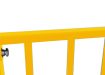 Close up of the EnviroRail® logo on a railing bay - Yellow Finish
