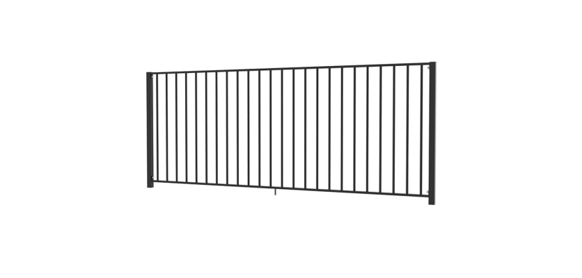 EnviroRail® Flat Top Railing Bay in Black angled slightly 