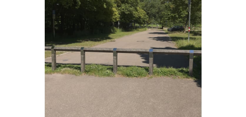 Installed Timber knee Rail Fencing in a Park 