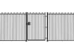 A Black Single Leaf EnviroRail® PlaySec Railing Gate installed in a railing perimeter 