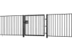 Black EnviroRail® Flat Top Single Leaf Gate installed with railings.