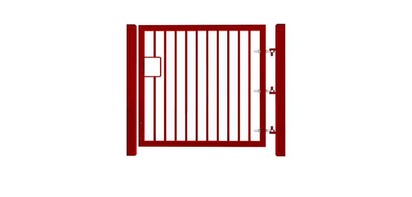 Red EnviroRail® Flat Top Single Leaf Gate Kit