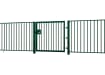 Green EnviroRail® Flat Top Single Leaf Gate installed with railings