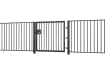 Black EnviroRail® Flat Top Single Leaf Gate installed with railings