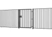 Black EnviroRail® Flat Top Single Leaf Gate installed with railings