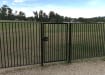 Black EnviroRail® Flat Top Single Leaf Gate Kit installed in park