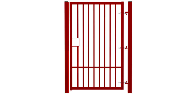 Red EnviroRail® Flat Top Single Leaf Gate Kit
