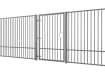 Angled View of the Grey EnviroRail® Flat Top Single Leaf Gate installed with railings