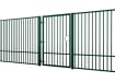 An Angled View of a Green 2.0m Wide EnviroRail Flat Top Single Leaf Gate in a line of railings
