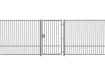 A Grey 2.0m Wide EnviroRail Flat Top Single Leaf Gate in a line of railings