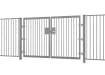 A Grey EnviroRail® Double Leaf Flat Top Gate installed into a fencing line