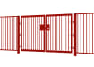 A Red EnviroRail® Double Leaf Flat Top Gate installed into a fencing line