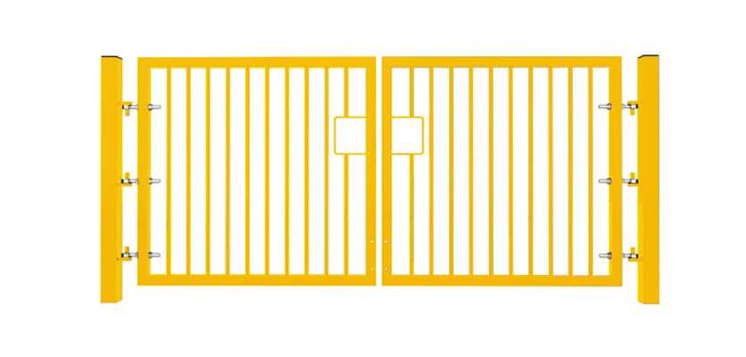 0.9m High x 5.0m Wide EnviroRail® Double Leaf Flat Top Gate in Yellow