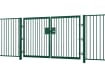A Green EnviroRail® Double Leaf Flat Top Gate installed into a fencing line