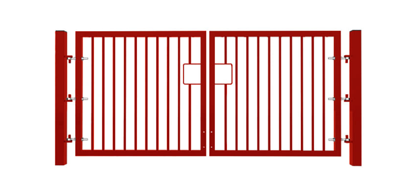 1.0m High x 2.0m Wide EnviroRail® Double Leaf Flat Top Gate in Red