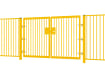 A Yellow EnviroRail® Double Leaf Flat Top Gate installed into a fencing line 