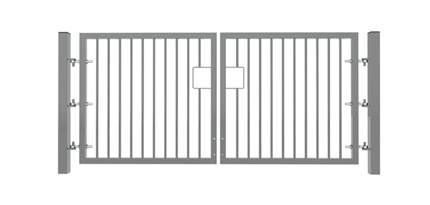 1.2m High x 3.0m Wide EnviroRail® Double Leaf Flat Top Gate in Grey