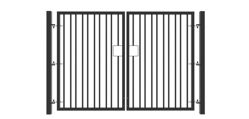 1.5m High x 3.0m Wide EnviroRail® Double Leaf Flat Top Gate in Black 