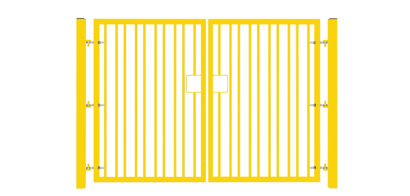 1.5m High x 5.0m Wide EnviroRail® Double Leaf Flat Top Gate in Yellow