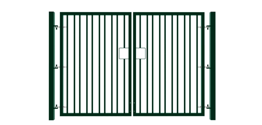 1.5m High x 5.0m Wide EnviroRail® Double Leaf Flat Top Gate in Green