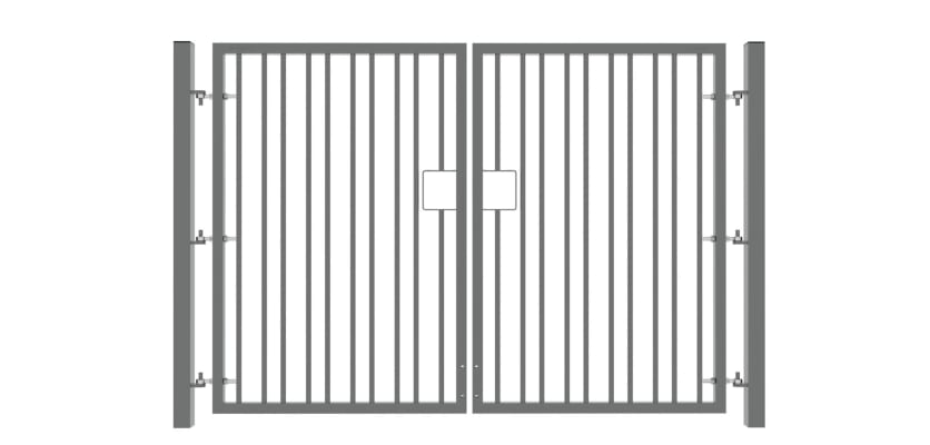 1.5m High x 5.0m Wide EnviroRail® Double Leaf Flat Top Gate in Grey