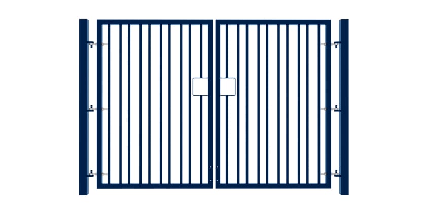 1.5m High x 5.0m Wide EnviroRail® Double Leaf Flat Top Gate in Blue
