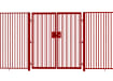 A Red EnviroRail® Double Leaf Flat Top Gate installed into a fencing line