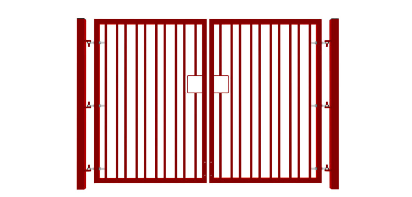 1.5m High x 5.0m Wide EnviroRail® Double Leaf Flat Top Gate in Red