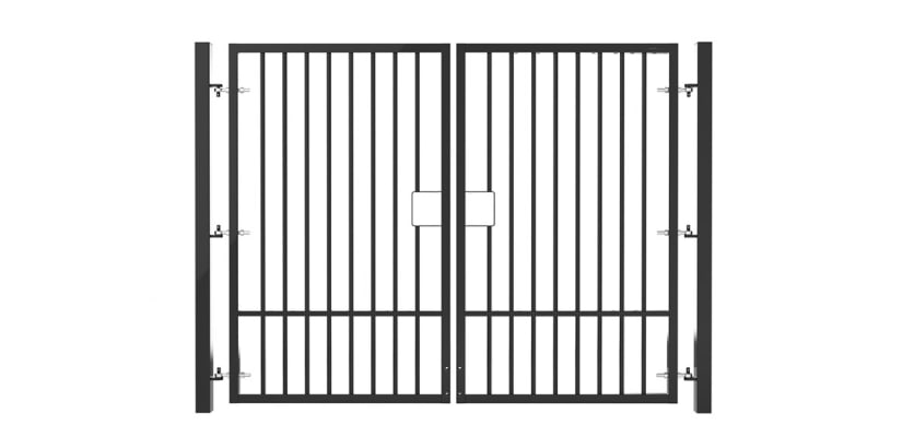 2.0m High x 5.0m Wide EnviroRail® Double Leaf Flat Top Gate in Black 