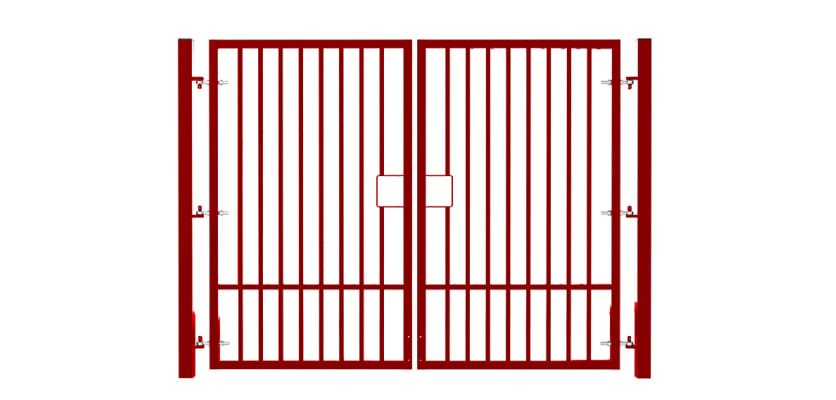 2.4m High x 2.0m Wide EnviroRail® Double Leaf Flat Top Gate in Red
