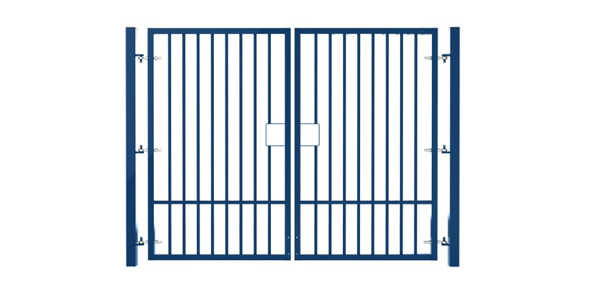 2.4m High x 2.0m Wide EnviroRail® Double Leaf Flat Top Gate in Blue
