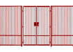 A Red EnviroRail® Double Leaf Flat Top Gate installed into a fencing line 